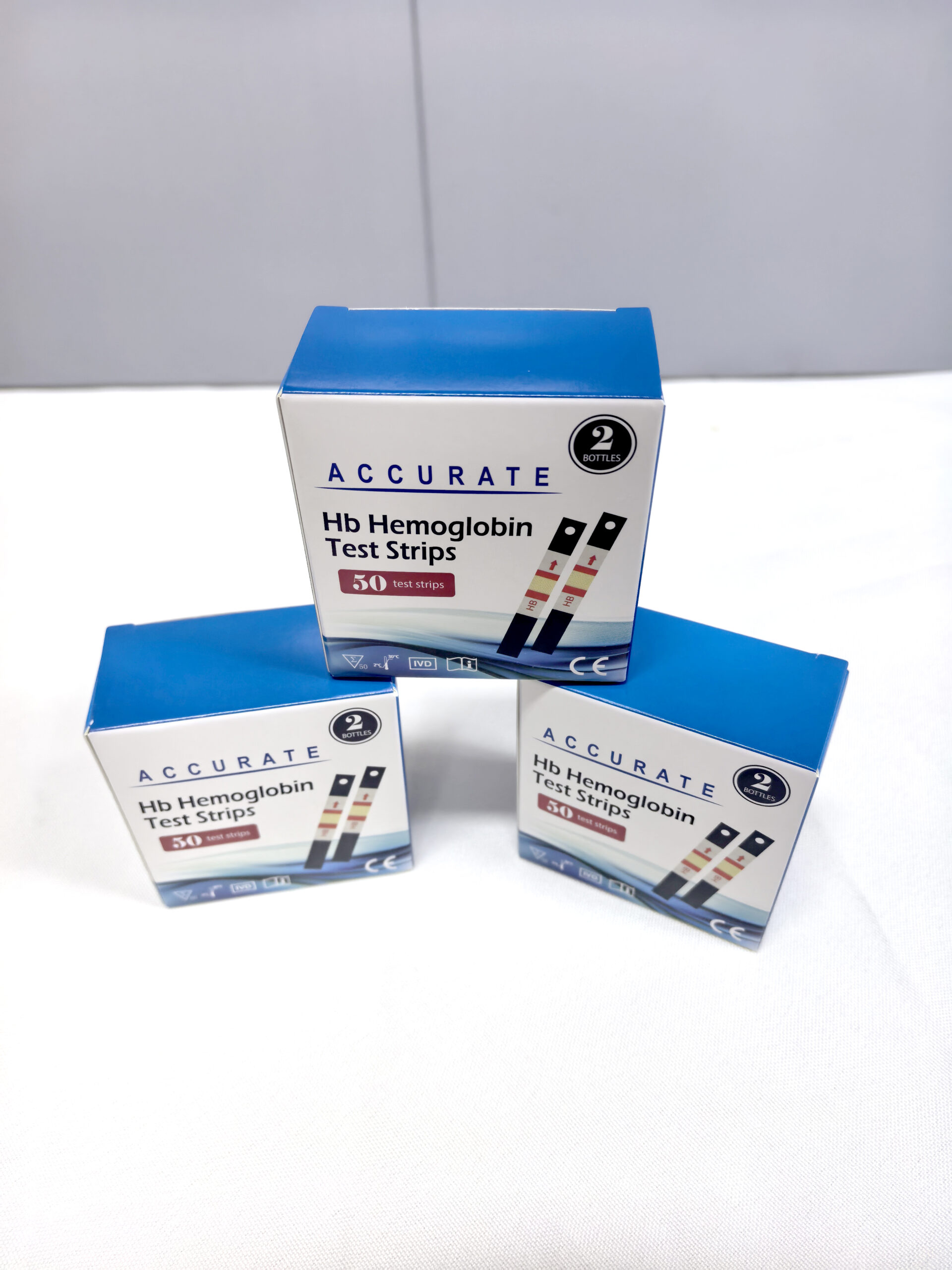ACCURATE Hb Hemoglobin Test Strips – 50 Strips (2 Bottles)